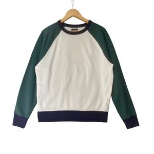 J Crew Raglan Sleeve Colorblock Sweatshirt Authentic Fleece Medium Preppy